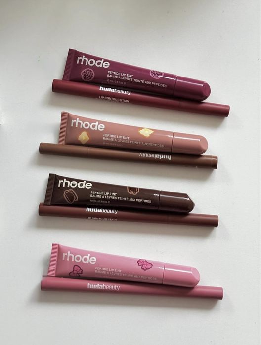 Huda Beauty Lip Contour Stain + rhode Peptide Lip Tint гланц оригинал