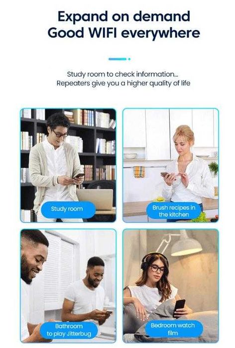 Интернет Бустер Повторител Безжичен Усилвател WiFi Repeater 4xАнтени 20dB 300MB Подобрява Сигнала и Покритието в Домашната Безжична Мрежа Офис Магазин