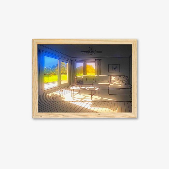 Светеща LED Картина с Дървена Рамка (31x22 см) – Регулируема Светлина