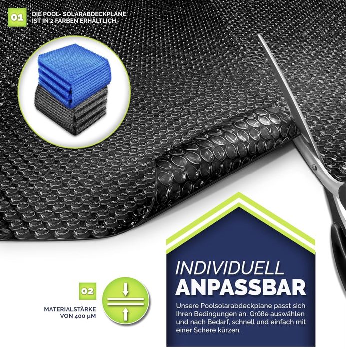 Премиум соларен брезент за басейн 400 µm правоъгълен 300 x 200 см
