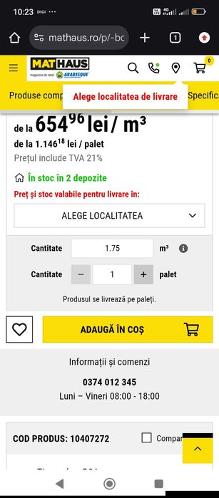 BCA soceram de vânzare 2  paleți