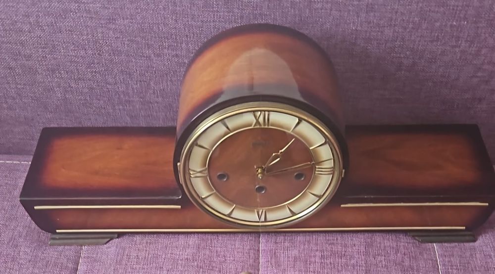 Ceas de șemineu mecanic vintage Juwela – Art Deco (Germania, cca. 1935–1950)