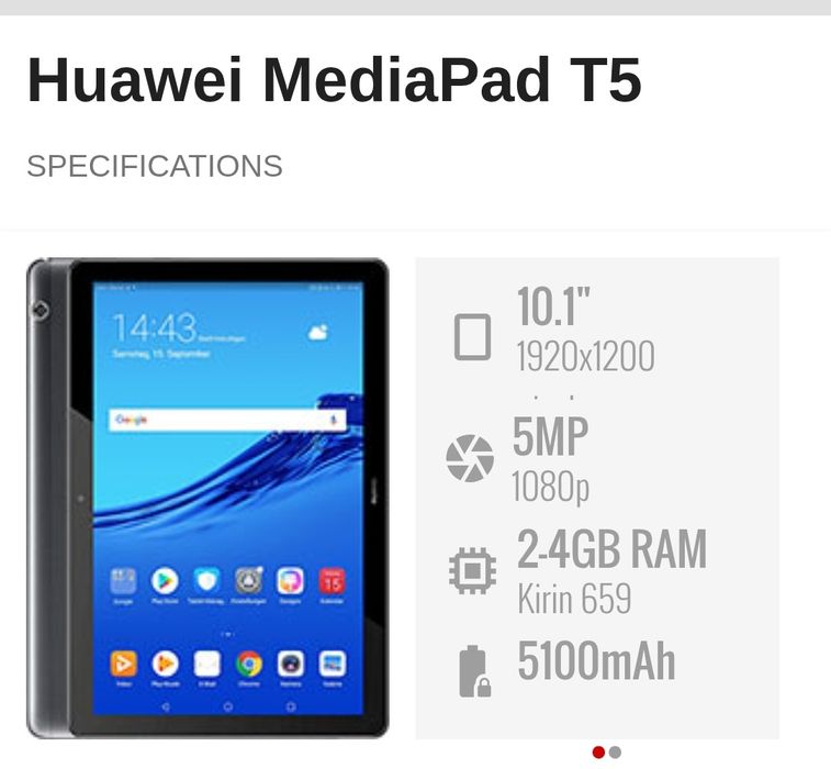 Tableta Huawei T5, display 10 inch. cu husa
