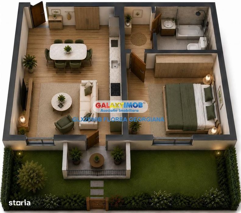 Vanzare 2 camere cu gradina nou Victoria Homes