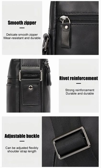 Мъжка,елегантна и стилна кросбоди чанта/Черна естест.кожа -18%Промоция