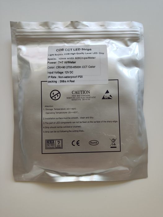 Rola 5m banda LED 10mm, 608 chips/m