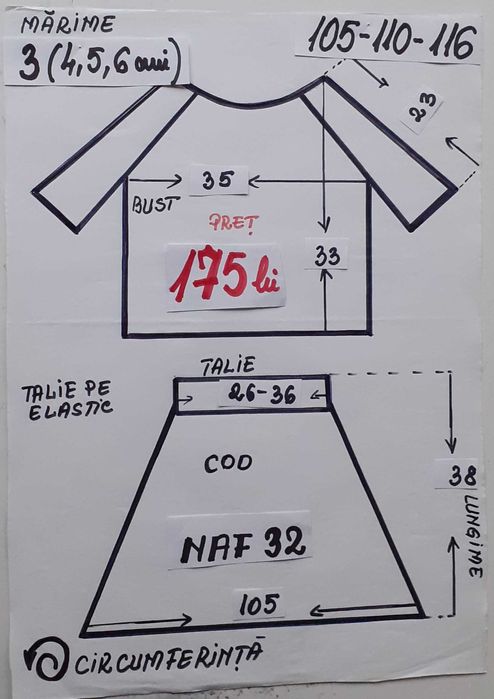 Costum popular pentru copii 3-4-5 -6 ani 175 lei