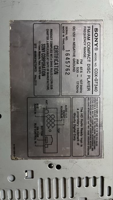 Cd player SONY CDX-GT340