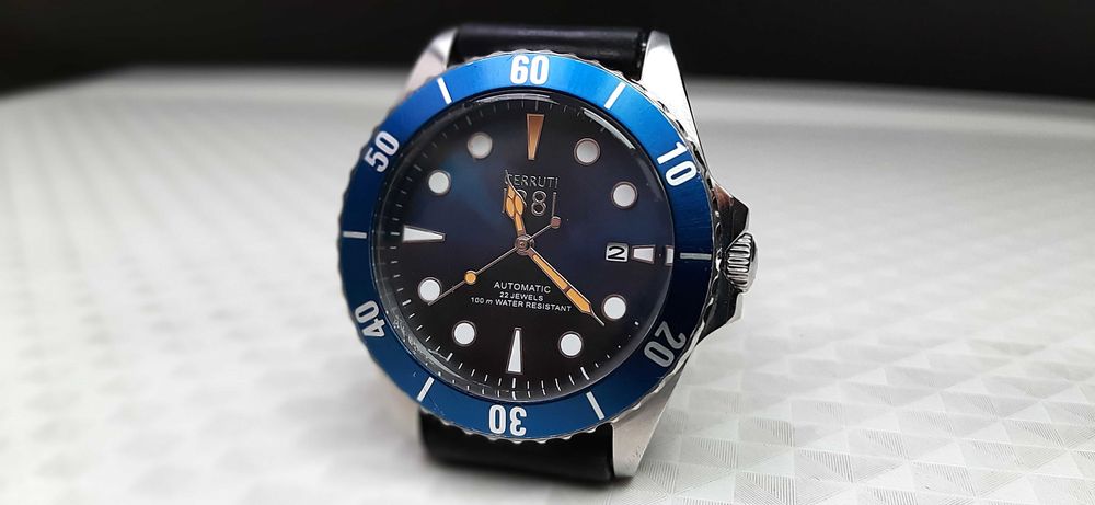 Часовник Cerruti Manarola автоматичен с датник в син цвят