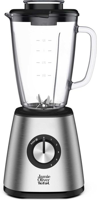 ПРОМО Нов 2г Гаранция Блендер Tefal Jamie Oliver 800 W, Стъклена Кана, 1,25 л, 5 скорости, Неръждаема Стомана