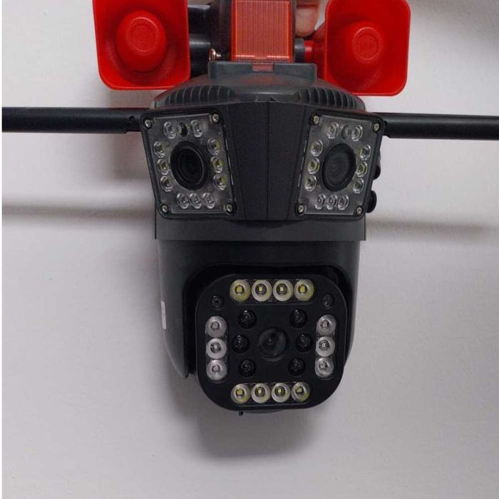 Camera Supraveghere Tripla WIFI Exterior zoom Rotire  Alarma