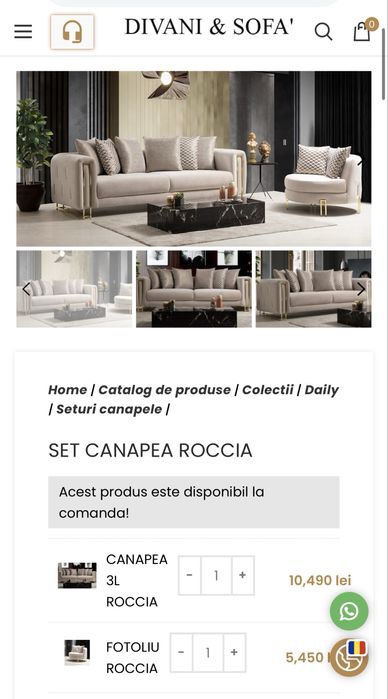 Set canapele și fotoliu