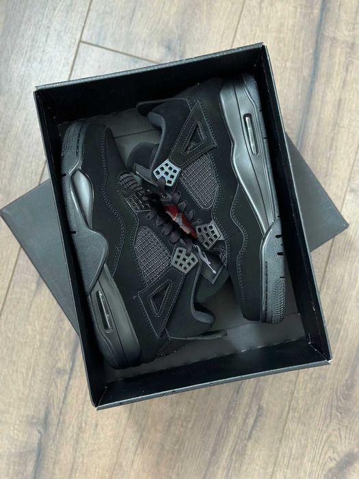Adidasi NIKE Air JORDAN 4 Retro Black Cat Premium din Piele la Cutie