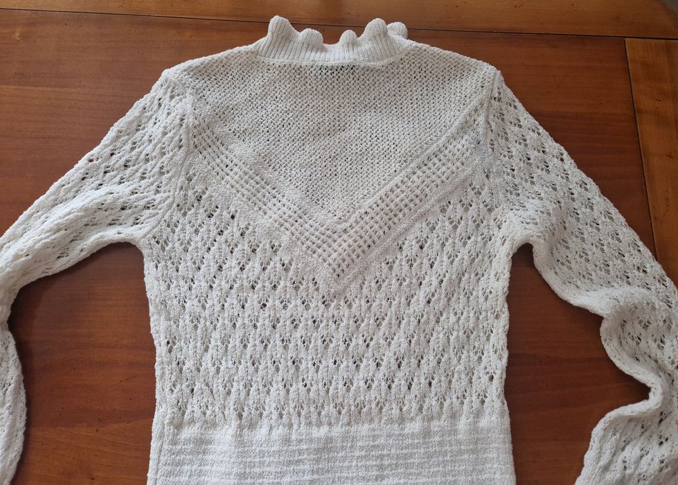 Pulover subtire tricotat Zara Woman Crem M