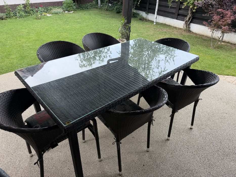 Mobilier terasa masa si 6 scaune