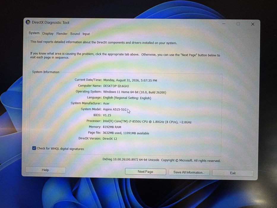 Laptop Acer Aspire 5 i7