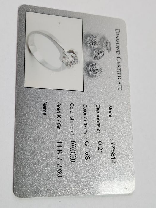Годежен пръстен. Нов. Бяло злато 0.21ct/ 2.47 гр 14к