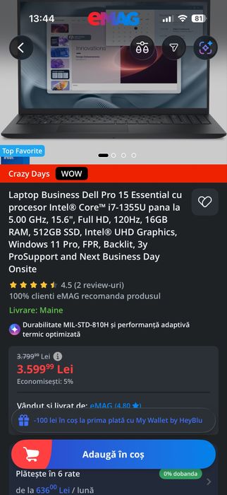 Vand Laptop Business Del Pro 15