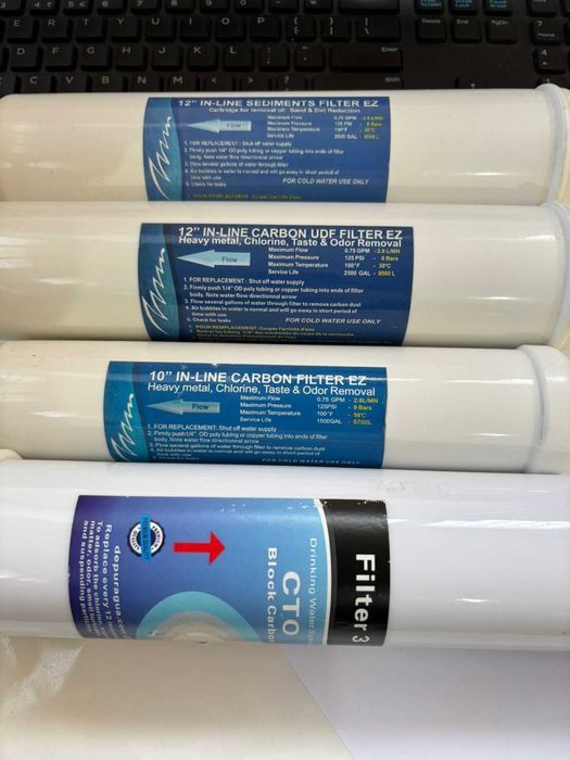 Set 4 filtre osmoză inversă, universal, culoare alb