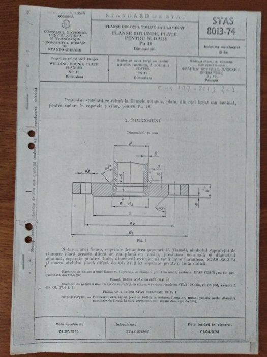 STAS 8013-74 si STAS 8014-74 Flanse rotunde, plate, pentru sudare