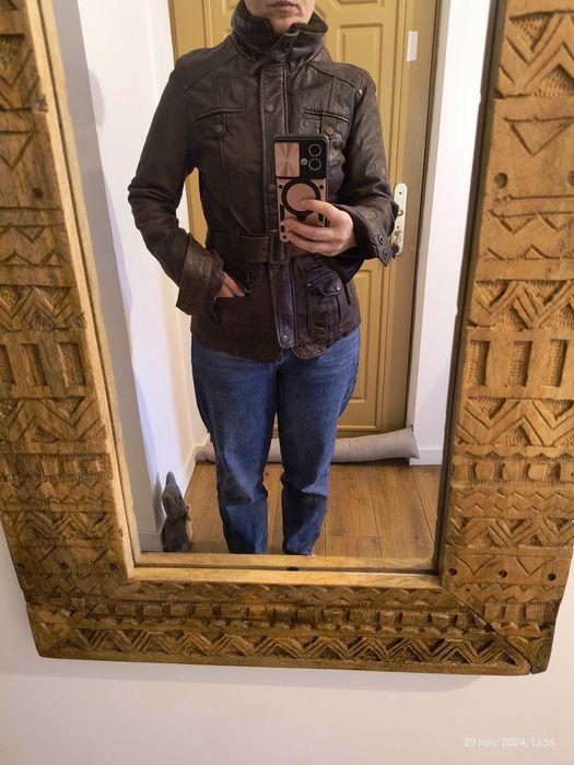 Geaca piele maro, Stadivarius