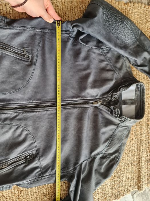 Jacheta Piele Oaie Massimo Dutti model rar,Geaca ca noua,XL,gri,man