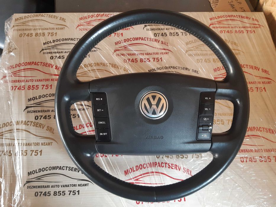 Volan piele complet cu airbag si comenzi vw touareg 7L 2002-2010