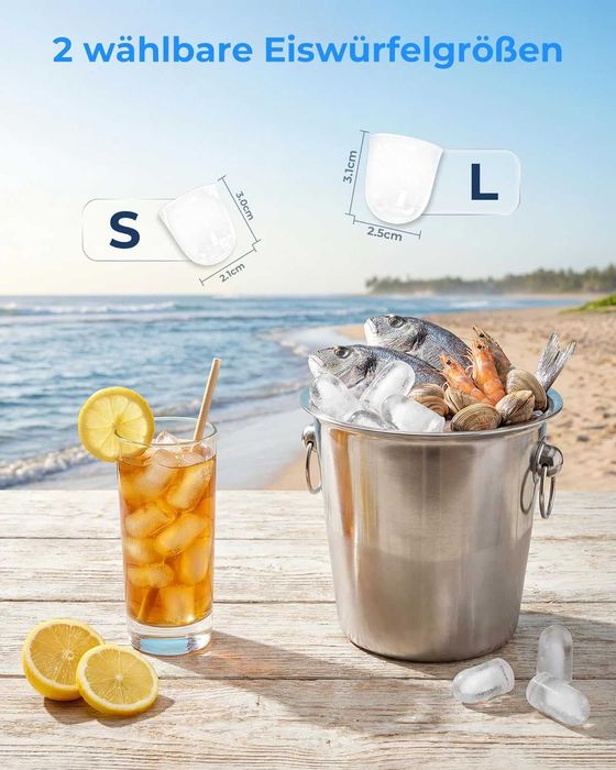 Нова машина за лед – 8 кубчета за 6 мин, 2 размера, самопочистване