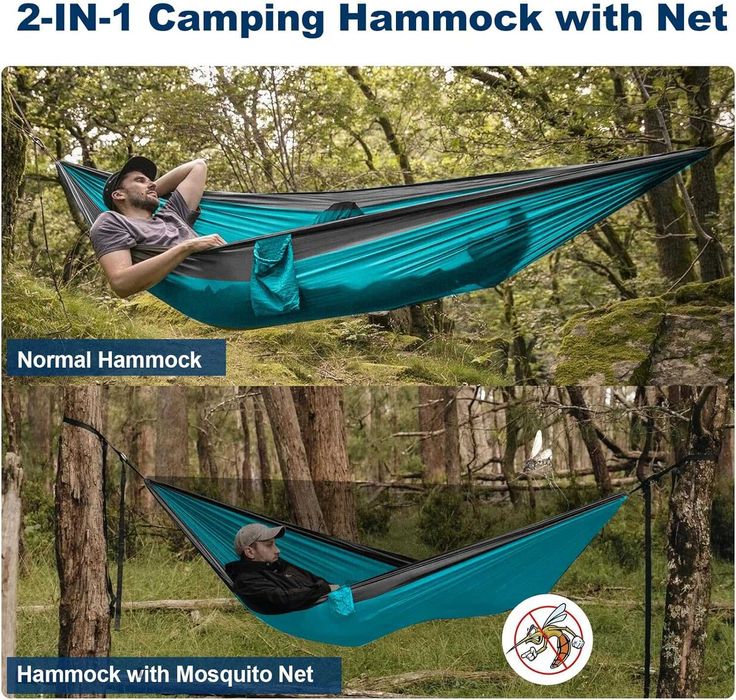 Сгъваем преносим стол + Водоустойчив Двуместен Хамак с Мрежа до 250кг