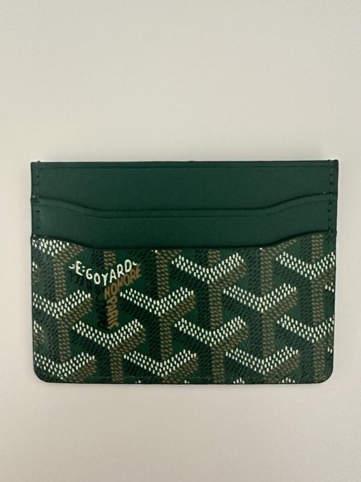 Card Holder Goyard verde din piele