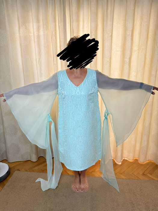 Rochie de ocazie, model deosebit, culoare turcoaz