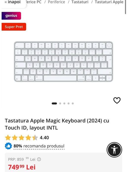 Tastatura Apple cu touch id