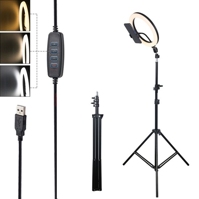 Ring Light 30cm cu trepied 210 cm si suport telefon lumina reglabila