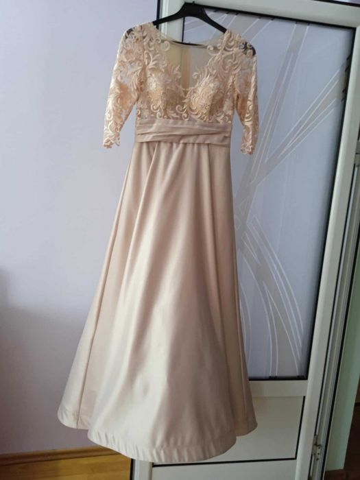 Rochie ocazie lunga culoarea piersic S/36 - inaltime 160cm