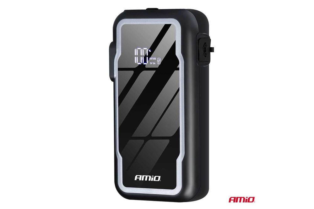 Преносимо стартово устройство AMiO 1600A 3в1 - Jump Starter, LED, външна батерия, капацитет 12Ah, 12V