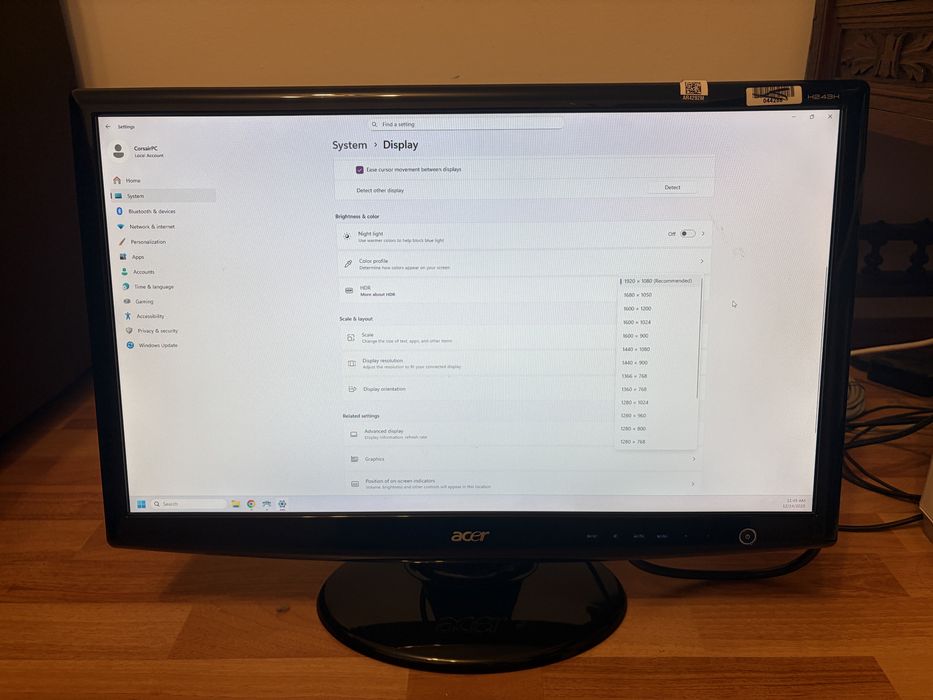 Monitor LCD Acer H243H 24 inch Full HD , Hdmi