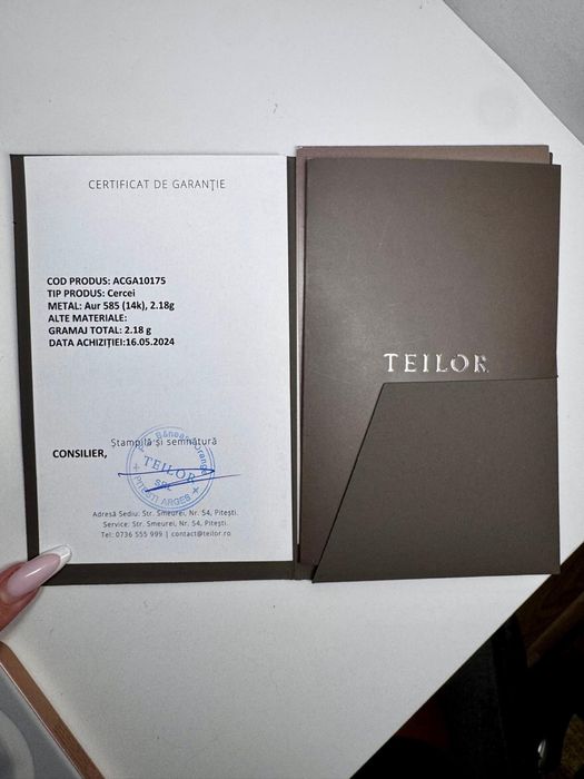 Cercei Teilor geometrici Aur Alb nepurtati cu garantie