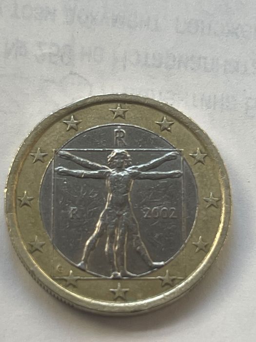 Монета 1 евро от 2002г Италия