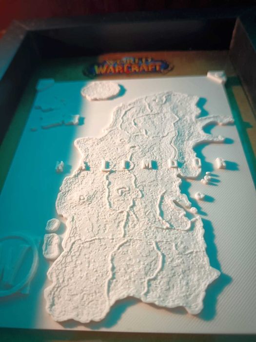 World Of Warcraft - Kalimdor Hartă în Ramă -3D Printed (22x17)