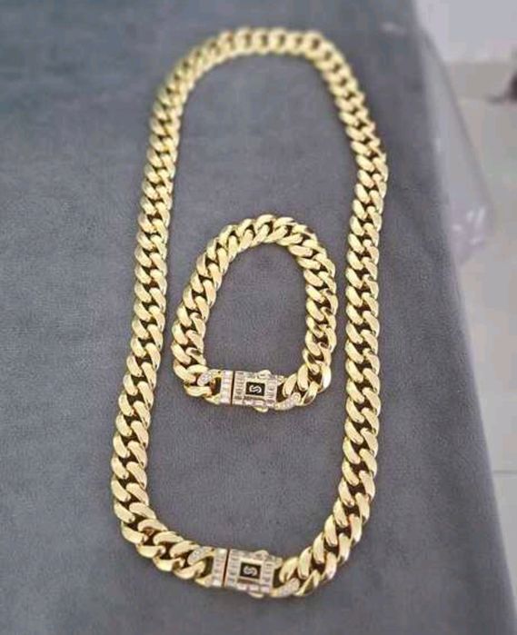 Set cuban 12mm placat cu aur