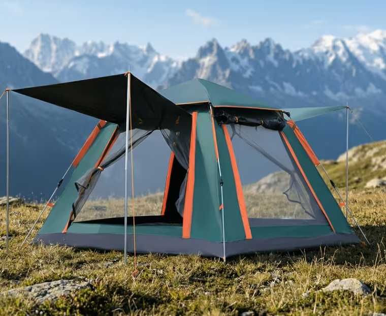 палатка за къмпинг 240x240x155cm автоматично Разгъваща се навес врати с ципове комарници