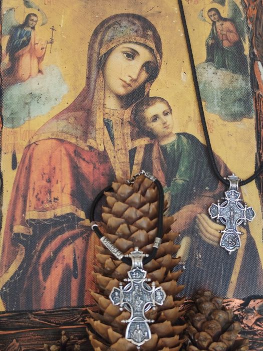 Промо! Сребърен Кръст с Две Лица