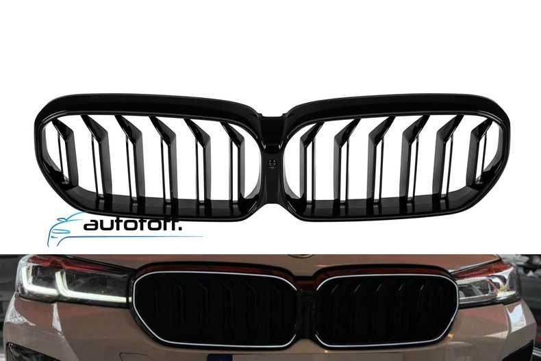 Grila dubla iluminata compatibila cu BMW G30 G31 Facelift (20-23) Negru lucios cu LED