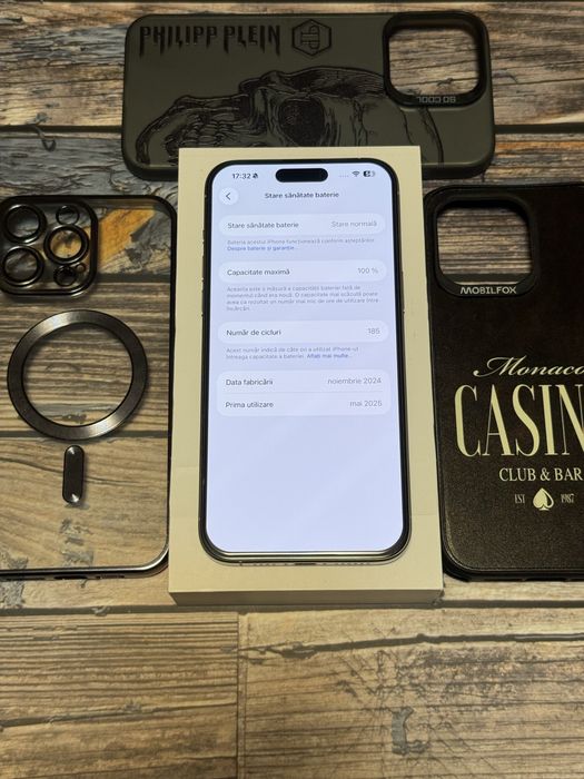 iPhone 15 Pro Max White Titanium - ca Nou, 100% Baterie