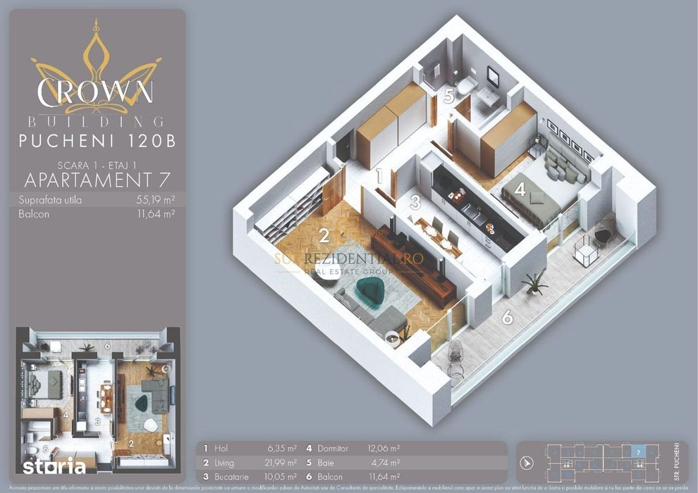 Nou! Apartament decomandat cu 2 camere, balcon 11 mp - zona Pucheni - View 6
