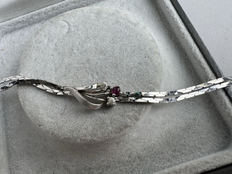 Bratara din argint rodiat, rubin si zirconia