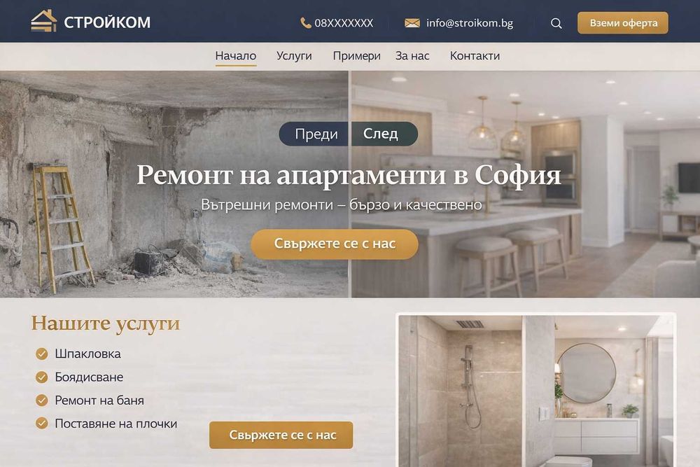 Изработка на уебсайт за майстори и малък бизнес | Повече клиенти и обаждания