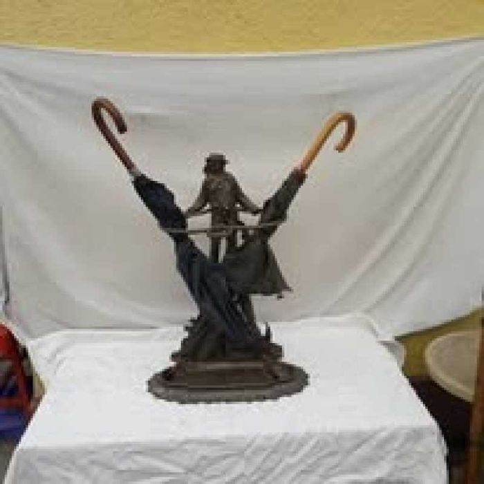 Suport de unbrele sau de ustensile semineu din bronz vintage