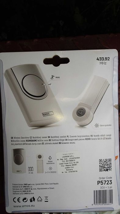 Sonerie fără fir wireless 75dB impermeabilă