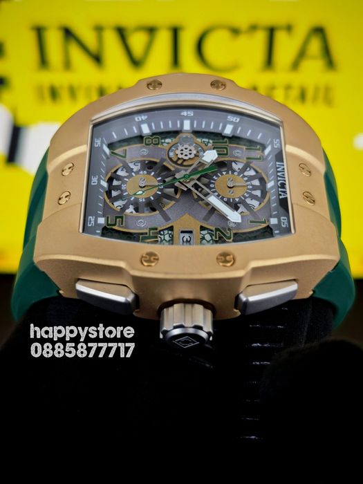 INVICTA Racing Strada Gold/Green 47 mm, Инвикта нов ръчен часовник